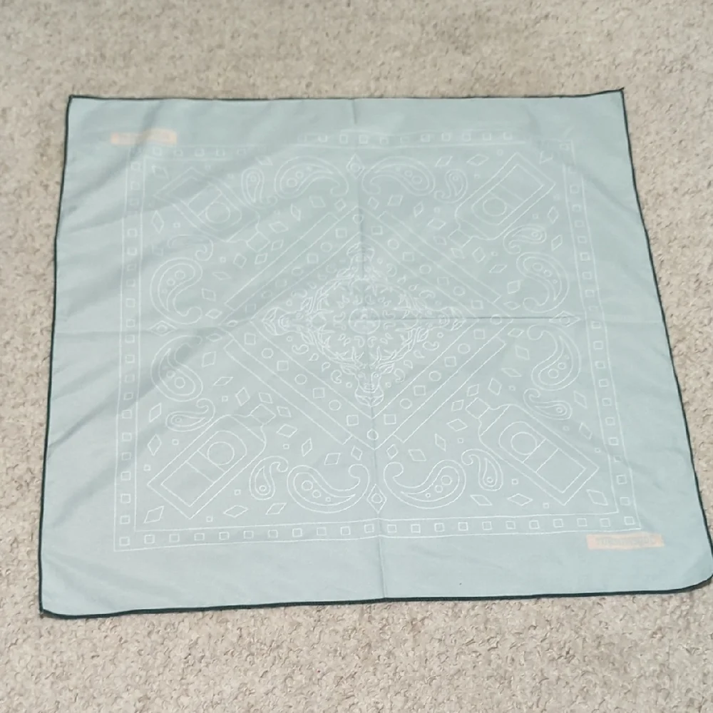 Green Bandana Scarf with White Paisley Print